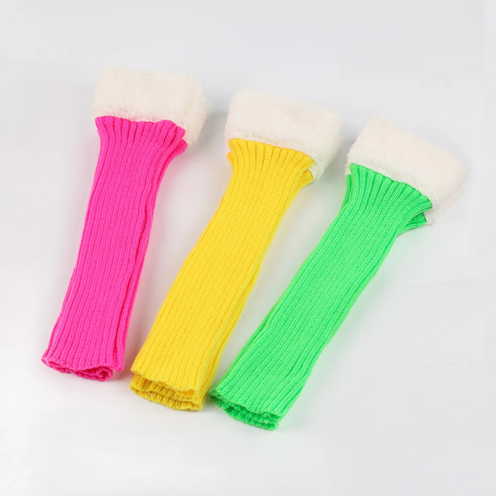 Winter Christmas Ladies Warm Ribbed Knit Leg Warmers Womens LegWarmers Polar Fleece Neon Colored Boot Cuffs for Festive Occasion
