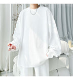 Men's High Street Long Sleeve T-Shirt - Trendy Casual Top Loose Fit Comfortable Wear, Modern Minimalist Style, Everyday Essentia