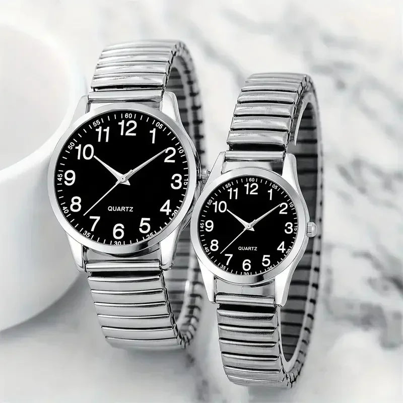 Fashion Couple Watches Simple Arabic Dial Men Quartz Watch Elastic Band Women Wristwatches Valentine's Day gift birthday gifts
