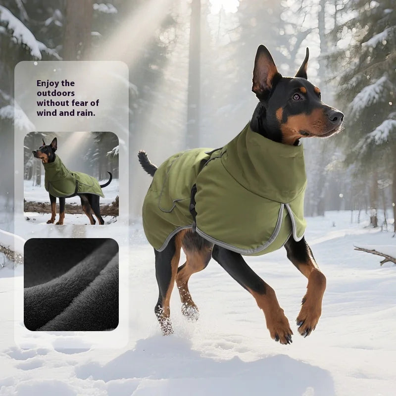 Winter Large Dog Jacket Waterproof Windproof Warm Fleece Lined Adjustable All-Weather Outdoor Pet Coat for Big Breed