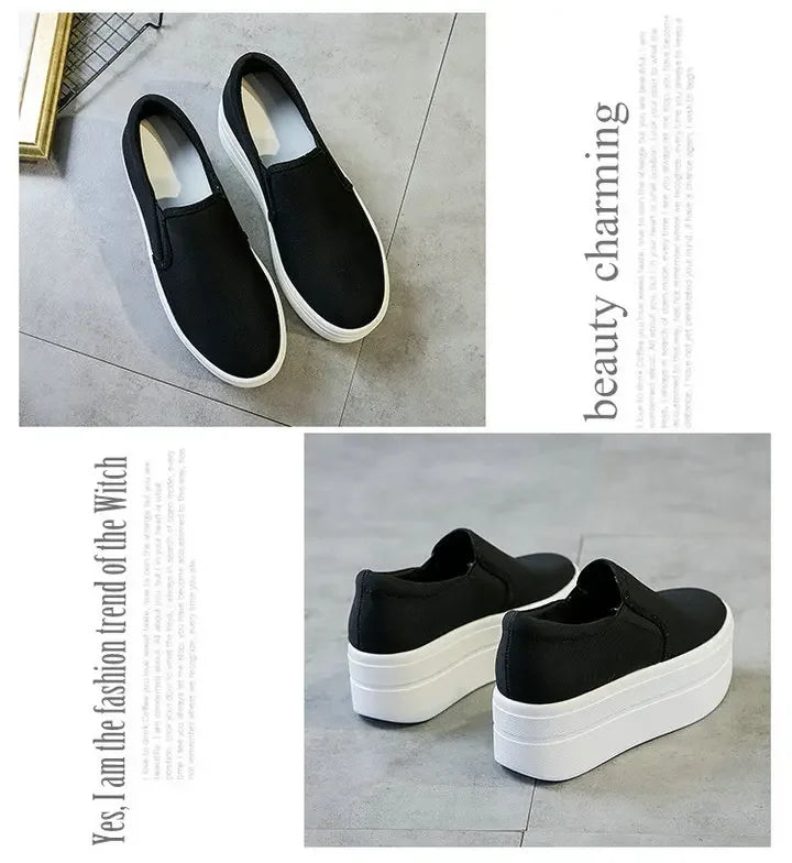 Women Flat Platform Canvas Shoes Flats Woman Casual Sneakers Girls Student Thick Soled Loafers Ladies Slip on tenis de mujer