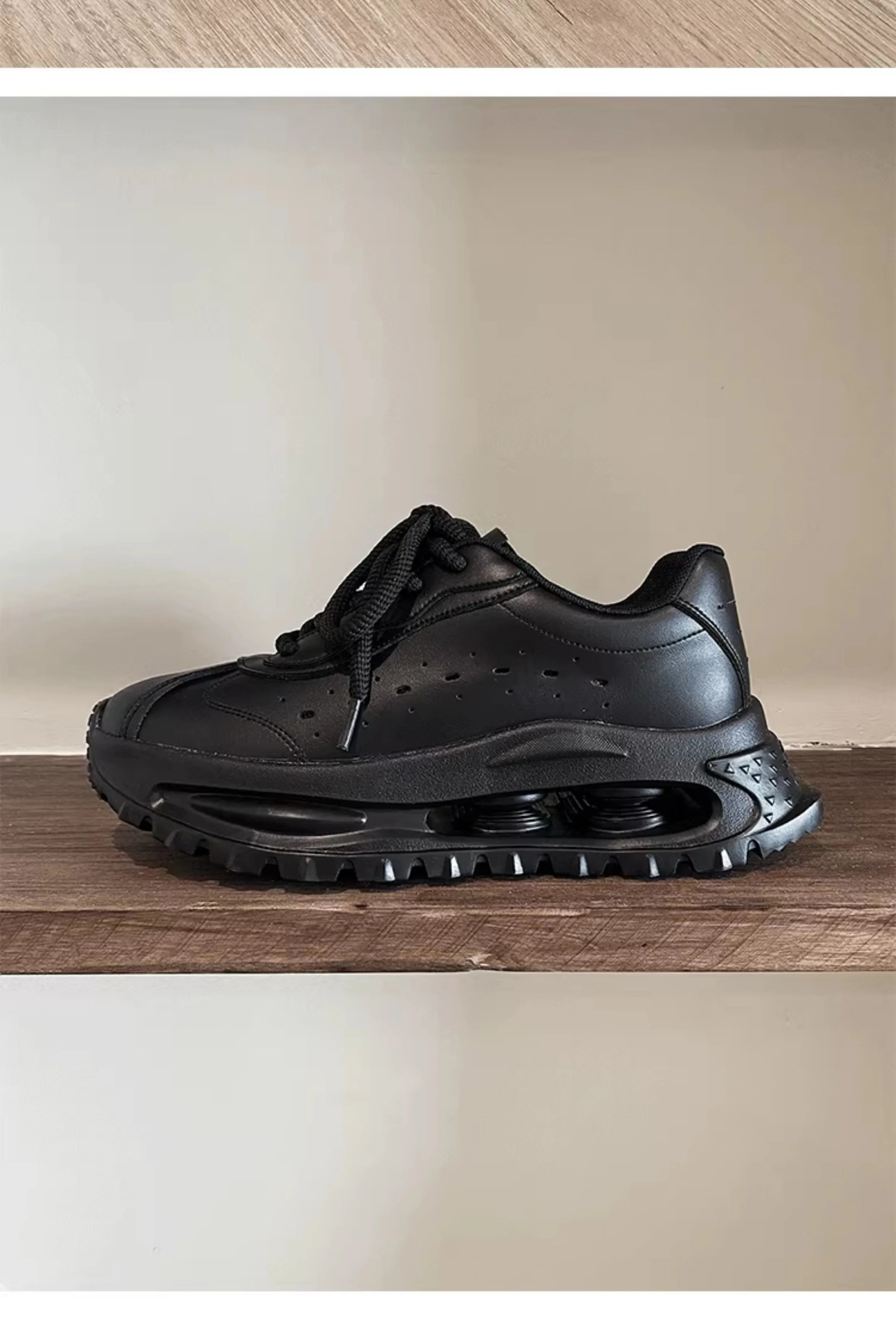 Sports shoes for men casual leather shoes street fashion brand design shock absorption soft sole height increasing dad shoes