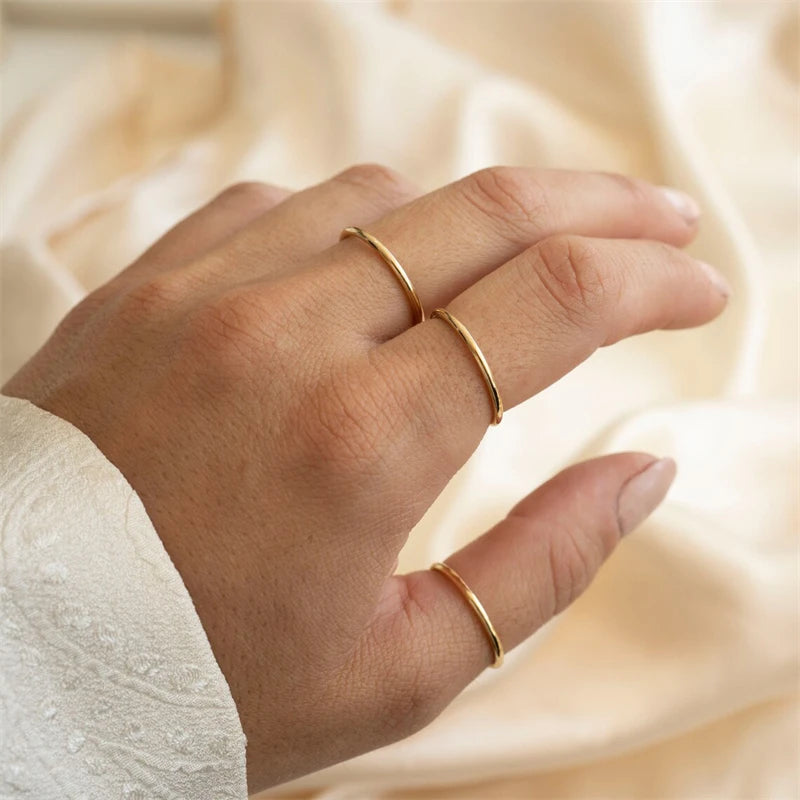14K gold filled Essential Stacking Ring 1.5MM Thickness Knuckle Ring Boho Gold Jewelry Minimalism Stacking Boho Ring for Women
