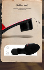Women's Slippers 2025 Luxury Brand New Retro Design Mid Heel Red Black Slippers Casual Shoes