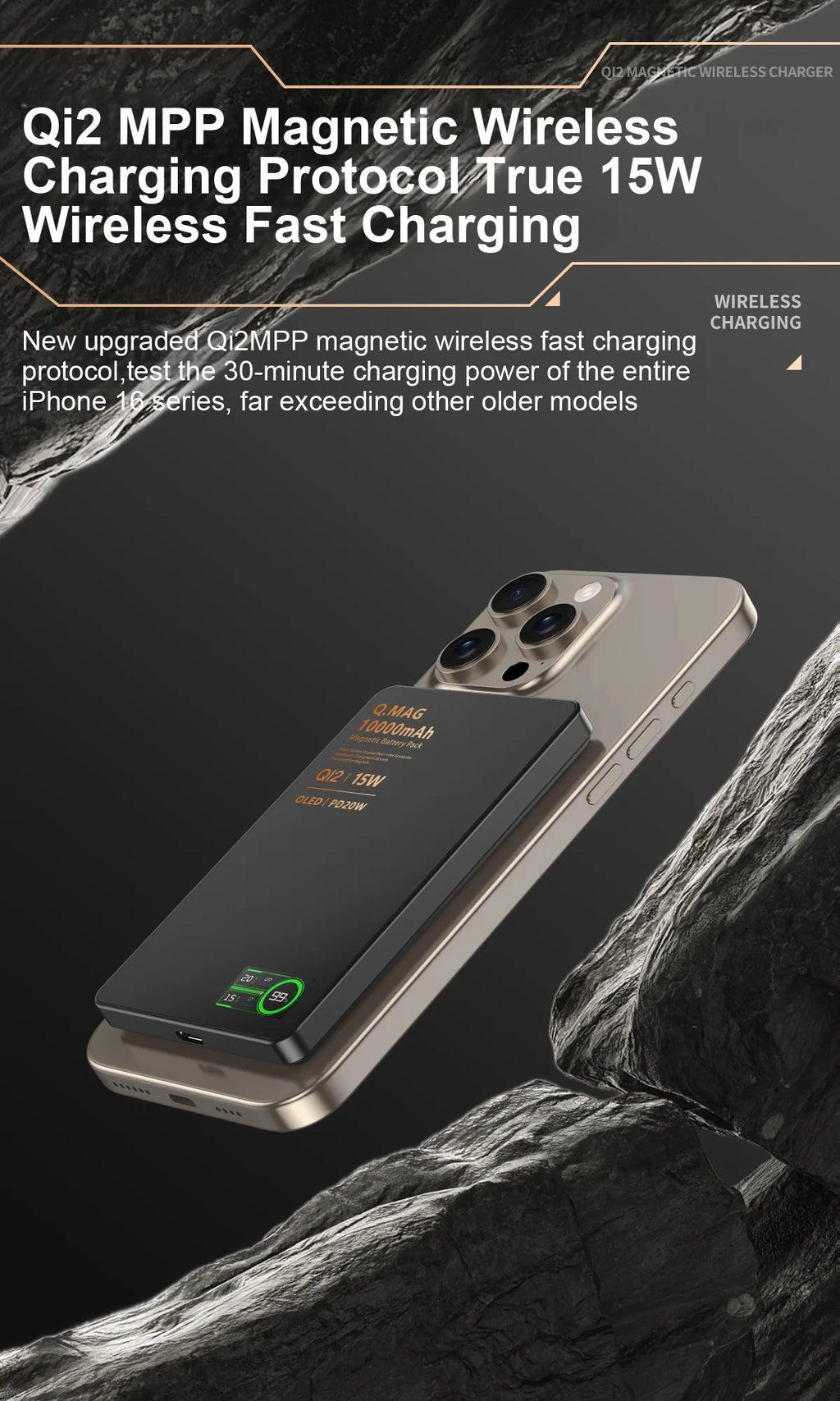 3 In 1 Magnetic Power Bank battery QI 15W Wireless Fast Charing With Intelligent  LCD Screen for iPhone 12-17 Pro Watch Airpods