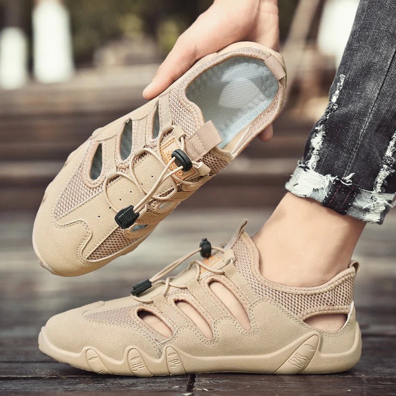 Men's Summer Sandals, Breathable and Comfortable, Cut Out Slip-On Driving Shoes, Walking Shoes, River Tracing Shoes, Wading Shoes, Beach Shoes, Suitable for Outdoor Use