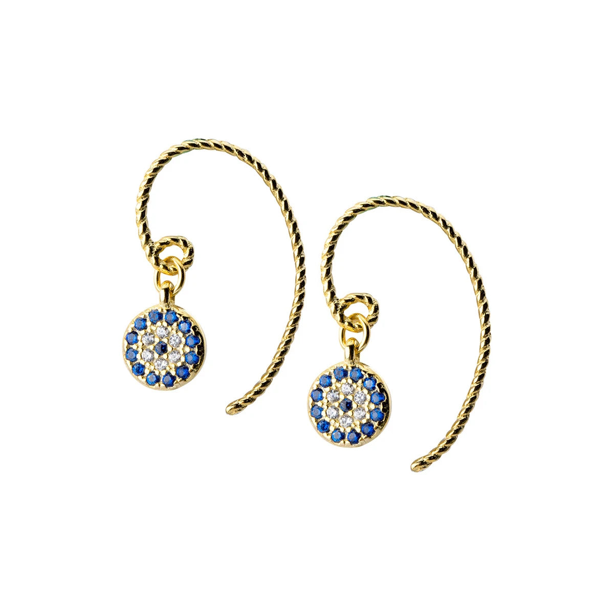 Modian New Blue Crystal Round Eyes Dangle Earrings for Women 925 Sterling Silver Gold Color Fashion Party Jewelry Gifts