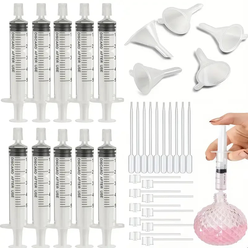 20/40pcs perfume supplement set: plastic funnel, pipette, dropper and syringe-ideal for travel and DIY cosmetics