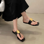 French Versatile Woman Shoe Summer New Round Toe Flat Shoes Fashion Anti Slip Women Flip Flops Simple Soft Soled Women's Sandals