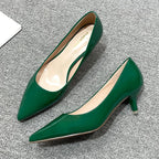 New Women's Shoes On Heels Elegant Medium High Heeled Ladies Pointed Toe 5cm Fashion Pumps For Woman Office Black Pink Red