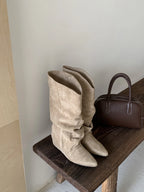 Flats Women High Boots Suede Pointed Toe Designer Shoes Winter Luxury Dress Woman 2025 New Fashion Sexy Chelsea Botas De Mujer