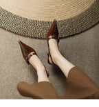 Women's Sandals 2025 Fashion Elegant Sexy Ladies Shoes Buckle Strap High Heels New Office and Career Retro Closed Toe Sandals