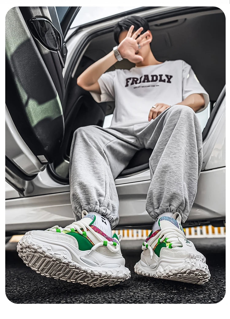 Men's Shoes 2025 Thick Sole Height Increasing New Breathable Trend Fashionable and Versatile Casual Sports Comfortable Trend