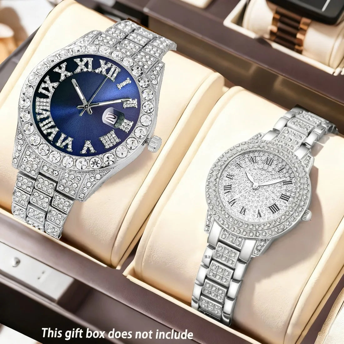 Couple Watches, 2-Piece Set Luxury Watch Set Classic Minimalist Large Dial Casual Versatile Quartz Watch Combo Set Holiday Gift