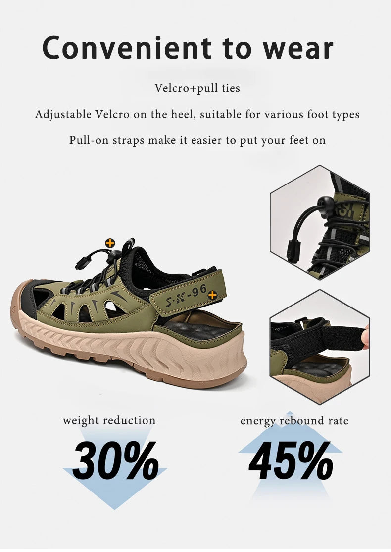 Mens Sandals Hot Sale Summer Outdoor Non-slip Beach Shoes Anti-collision Rubber Wading Shoes Fashion Breathable Male Sneakers