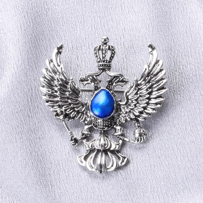 Beaut&Berry Retro Men's Double Headed Eagle Brooch Alloy Animal Pin Fashion Accessory Men's Jewelry Accessories Gift