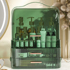 Cosmetics Storage Box With Lid and Handle Large Makeup Organizer Box Drawers for Skincare Display Cases Countertop, Bathroom