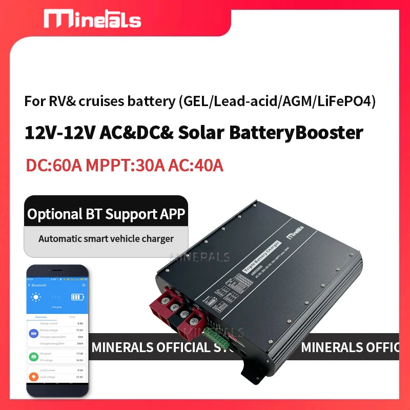 12v charger dc to dc booster 60a mppt Solar controller 30A AC 40A Charger for 12V battery  Rv yacht charger