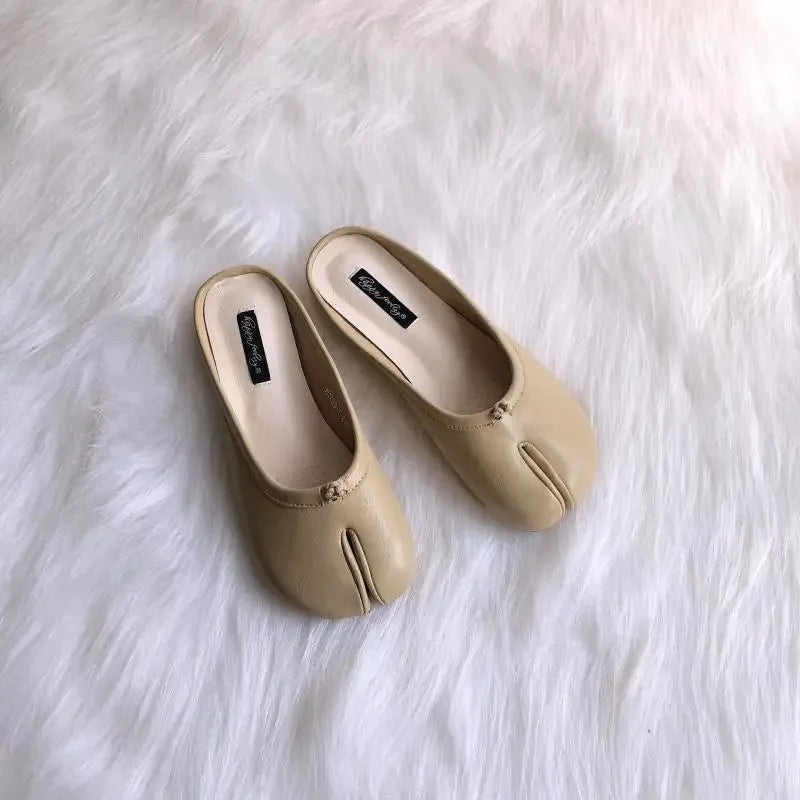 Flat Shoes Woman Microfiber Leather Comfy Flats Split Toe Slippers Soft Bottom Loafers Brief Ladies Trotter Moccasins 2025 ﻿
