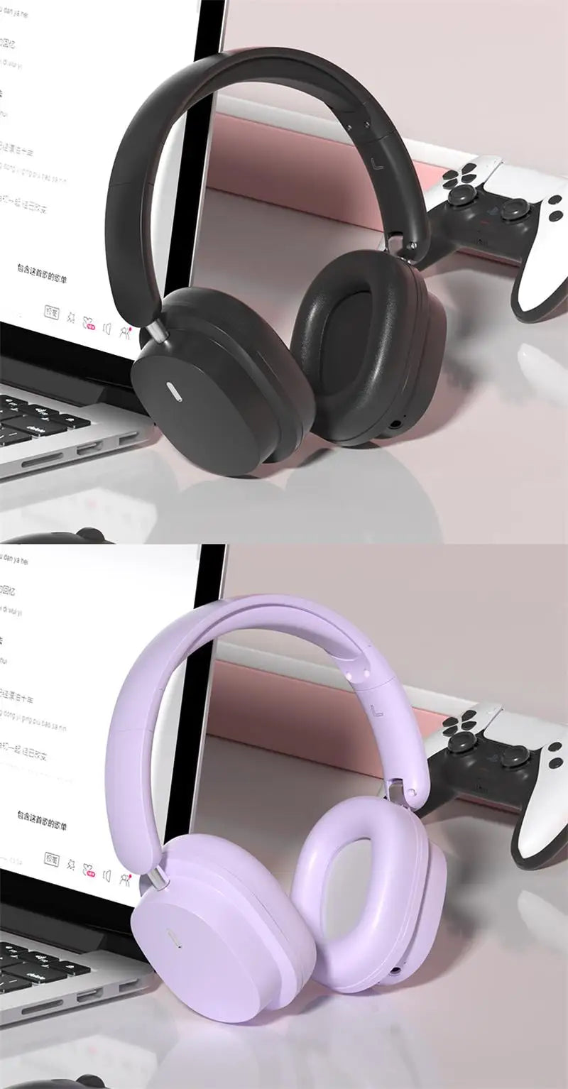 Head Mounted Wireless Earphones Foldable Bluetooth Earphones Built Microphone Earphones Audio Noise Cancelling Earphones