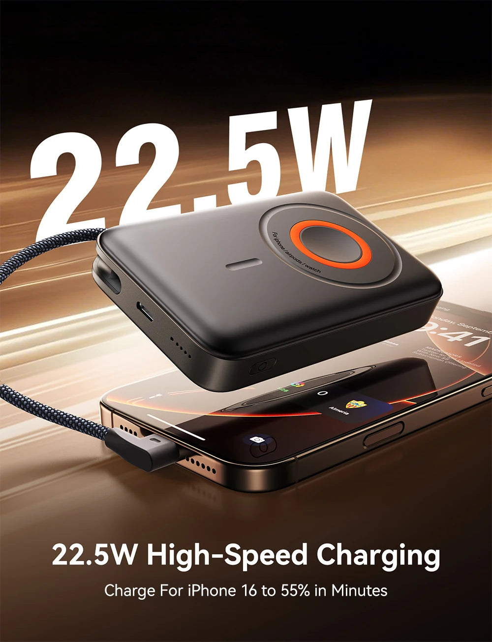 3 in 1 Magnetic Power Bank 22.5W Fast Charging Power Bank 10000mAh Wireless Portable Charger For iPhone 12-16 For AirPods Watch