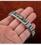 Vintage 100% Solid S925 Silver Retro Lucky Pixiu Man Bracelet Thick Style Domineering Trend Personality Jewelry