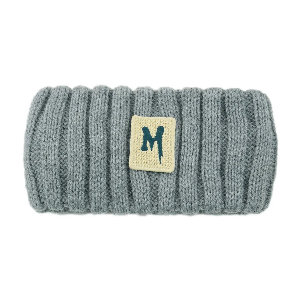 Winter Warm Letter Embroidery Headband For Women Handmade Solid Color Elastic Knitting Wool Turban Bandage Hair Accessories