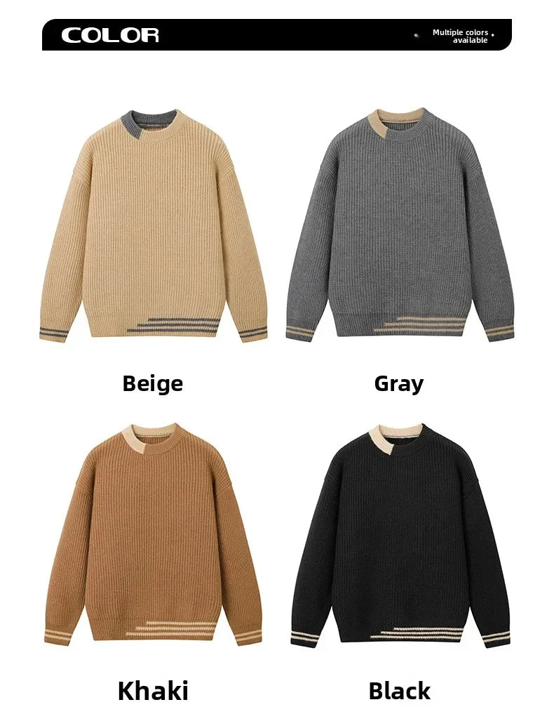 Winter Fashion Trend Outdoor Round Neck Pullover Knitted Sweater Comfortable Versatile Windproof Breathable and Warm Sweater