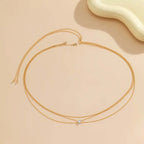 Fashion Metal Double Layered Cross Waist Chain for Women Simple Rhinestone Heart Thin Chain Body Chain Party Jewelry Accessories