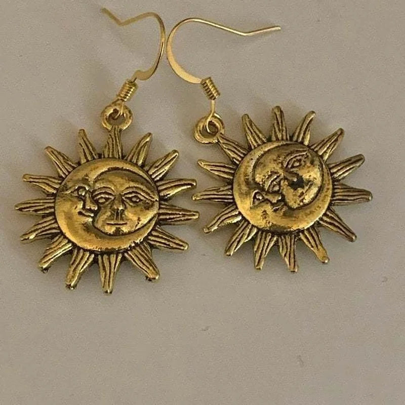 2021 Wholesale Moon Sun Dangle Drop Earrings for Women Vintage Fashion Jewelry Statement Goth Gothic Accessories