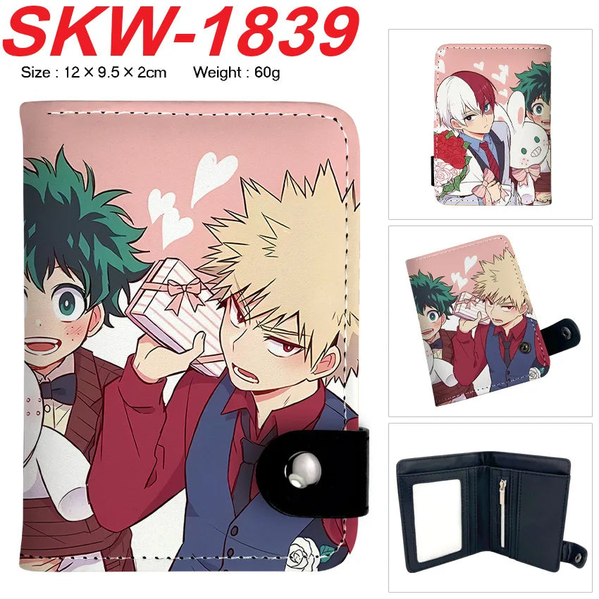 new My Hero Academia Cartoon Anime Short Wallet Vertical style with buttons can hold coins