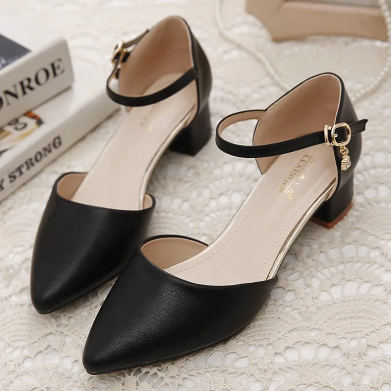 Women Heels Mary Janes High-heeled Sandals Pointed Toe Elegant Woman Shoes Pumps Medium Heel New In Casual Comfortable Designer