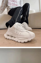 Sports shoes for men casual leather shoes street fashion brand design shock absorption soft sole height increasing dad shoes