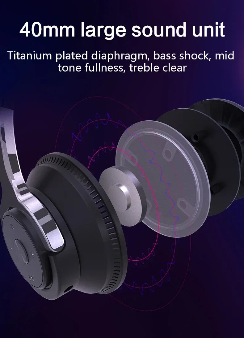 Wireless Bluetooth Headphones Hi-Res Audio Over The Earphone Bluetooth 5.3 Wired Dual-mode Headset with Microphone AUX Cable