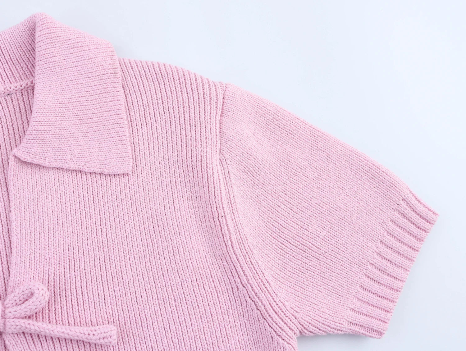 Women Bow Tie Coat Casual Knitted Cardigan Femmes Short Sleeve Women's Clothing Knitwear Outerwears 2142007