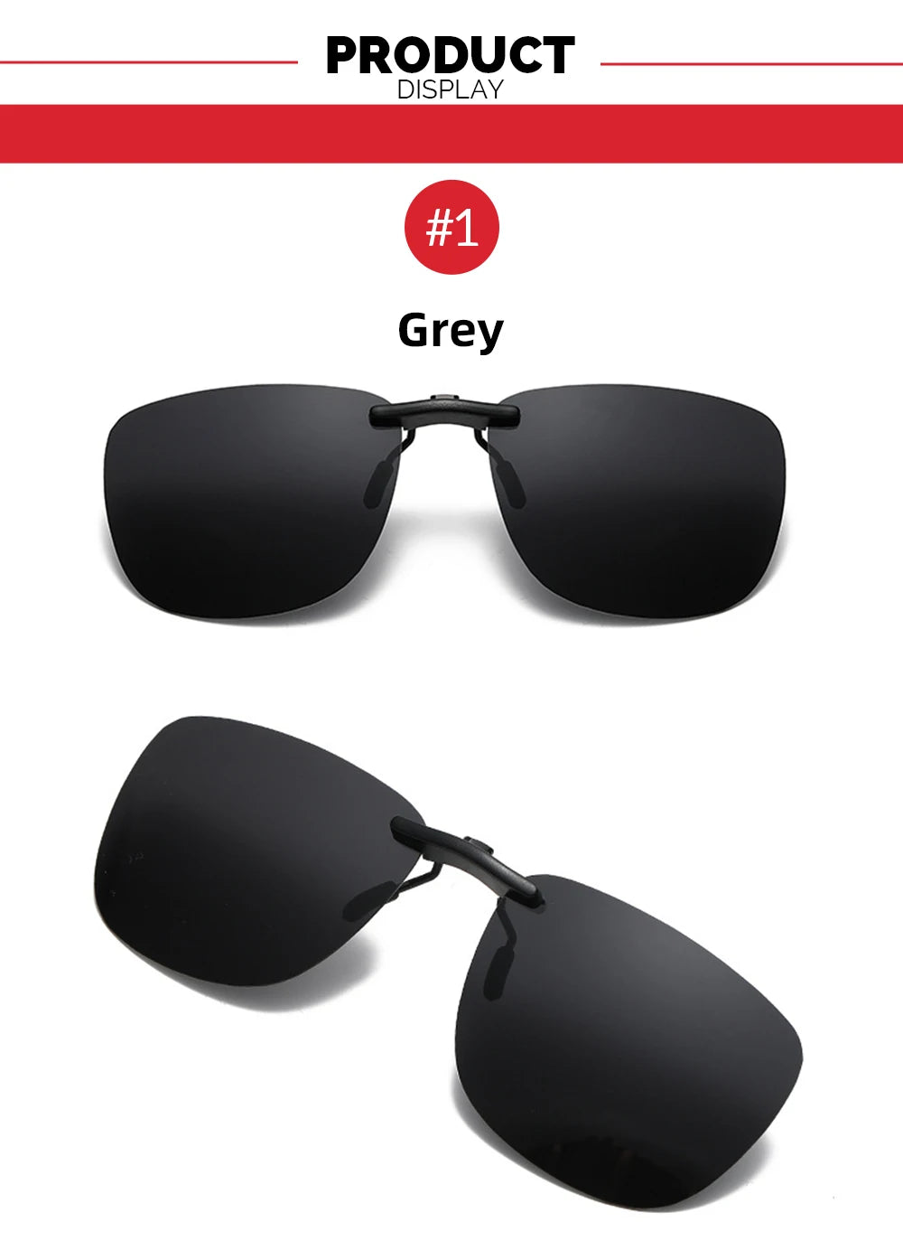 Square Clip On Sunglasses Women Polarized Black Lens UV400 Night Vision Driving Men Goggles Clips Anti Glare Vintage Glasses