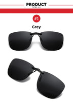 Square Clip On Sunglasses Women Polarized Black Lens UV400 Night Vision Driving Men Goggles Clips Anti Glare Vintage Glasses