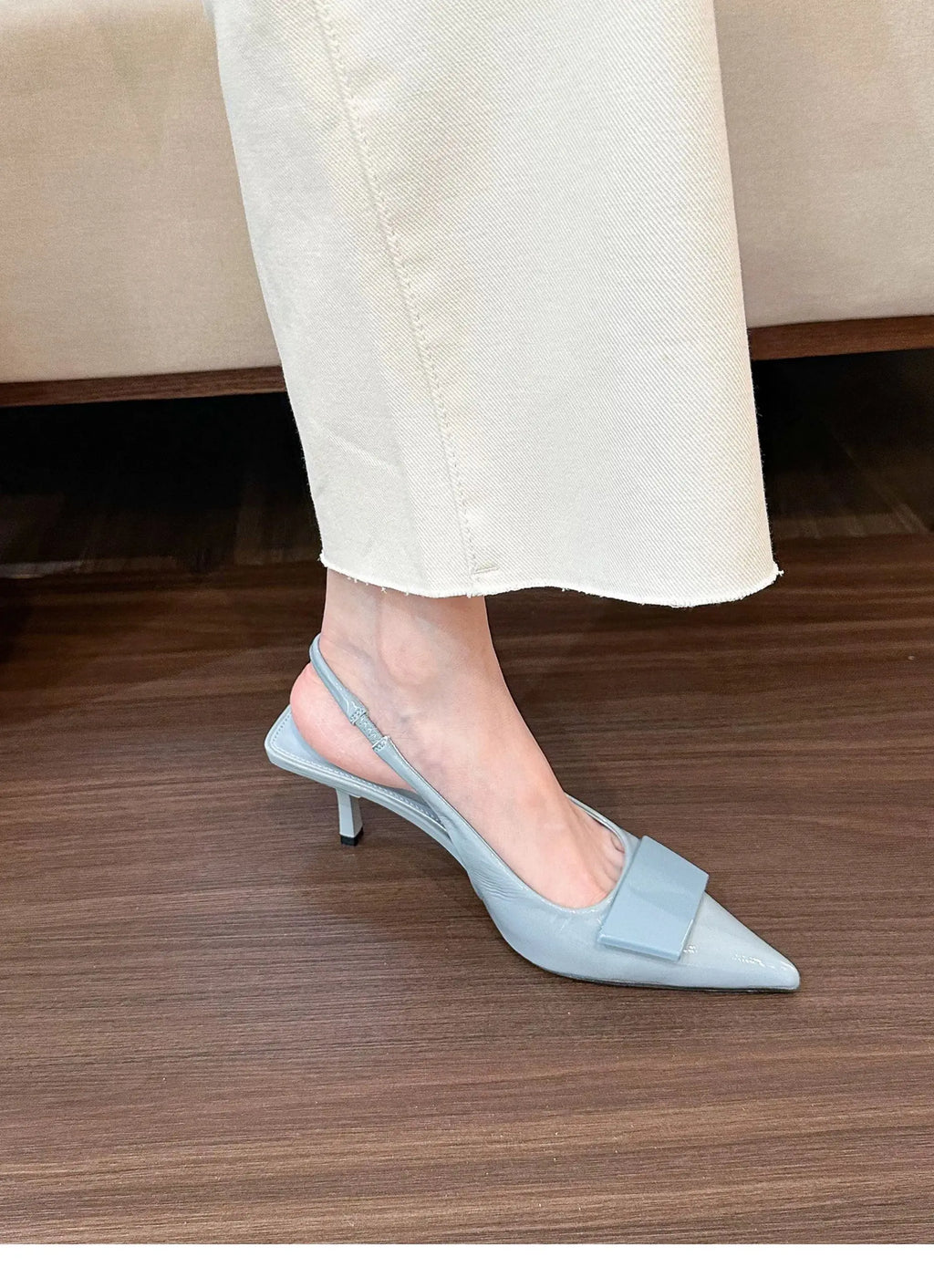 Womens Leather Slippers High Heels Shoes Party Pumps Woman Summer Sandals Women High Heel Slingback Sandal Shoes