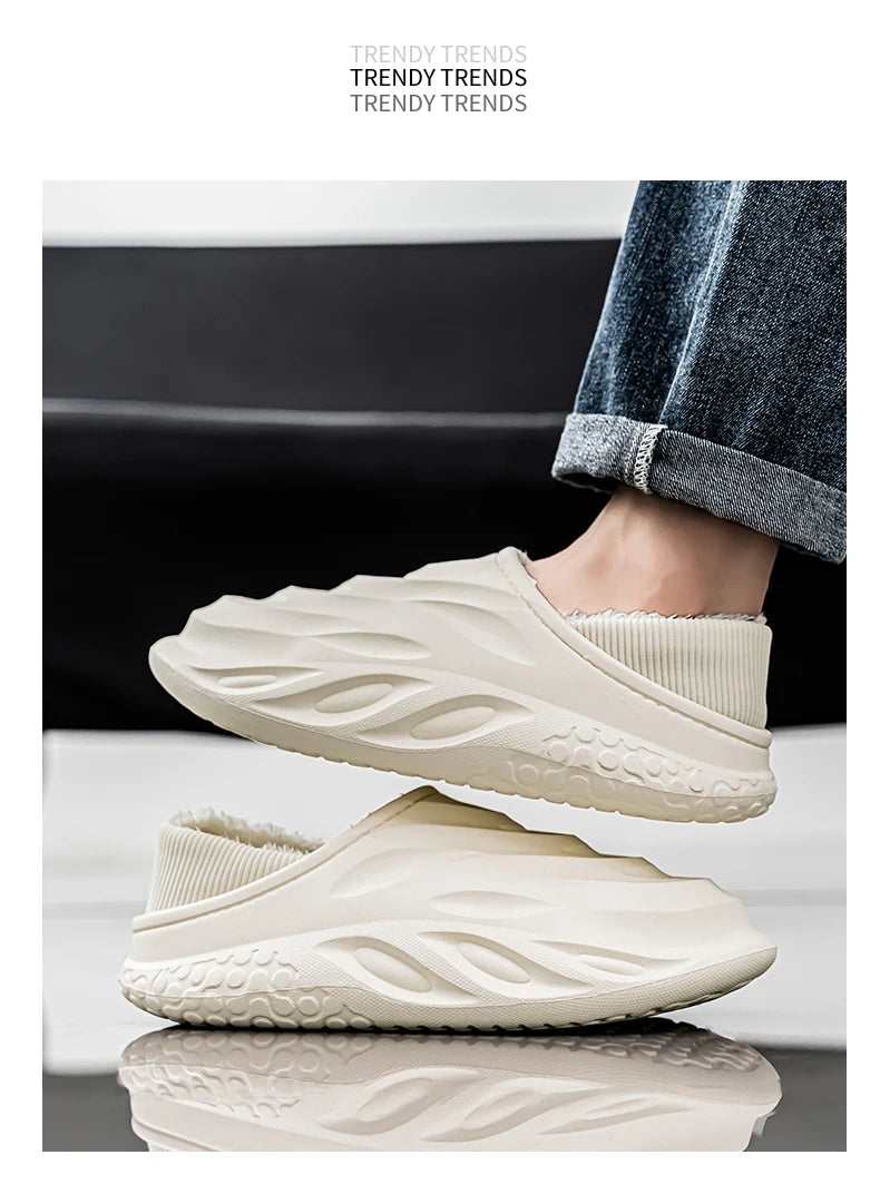 Slippers for Men Add Velvet Heel Covering Non-Slip Wear-resistant Waterproof Couple Women Home Shoes Shoes for Men Warm New