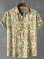 Men's shirt, marine animal printed clothing, beach vacation Hawaiian shirt, casual collar, fashionable short sleeved top, 2025