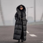 Winter Women Long White Duck Down Cotton Coat Fashion Windproof Hood Casual Thickened Warm Cotton Coat Women Parkas Jacket Coat