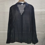 Mens Shirt Perspective Sexy  Large Print Long Sleeved Loose Casual Floral Shirt for Men