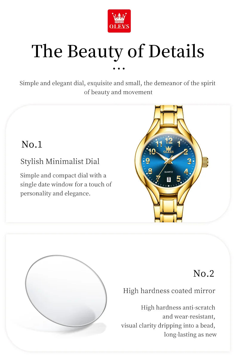 OLEVS 3650 Couple Watches For Men Women Number Scale Waterproof Quartz Dress Wristwatch Luminous Luxury Calendar Business Watch