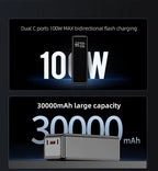 160W Power Bank 30000mah TFT Digital Display PD100W PD QC SCP PD80W+PD80W Laptop Phone Earphone Portable Two Way Fast Charging