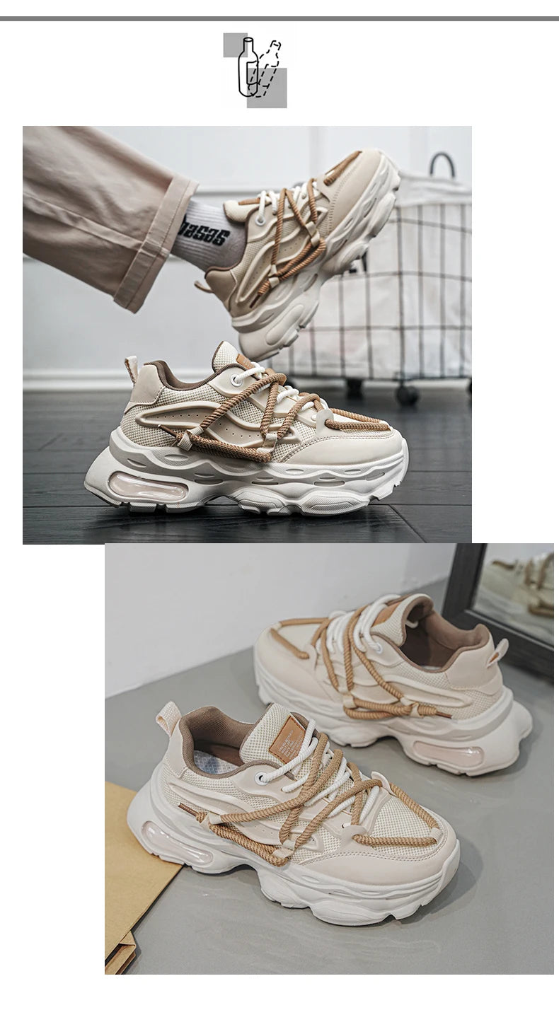 Fashion Shoes For Men White Sneakers Male Platform Walking Shoes Punk Lace Up Outdoor Men’s Outdoor Breathable Sneakers