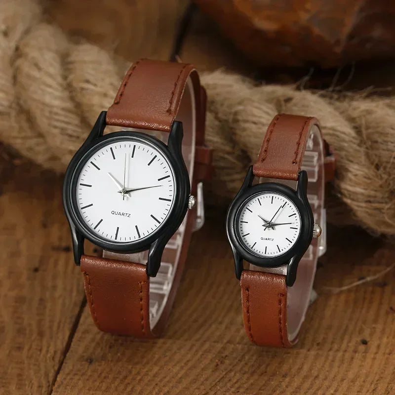 Couples Watches Leather Strap Minimalist Fashion Quartz Wristwatches Multiple Colors for Loved Ones Gift Parejas Reloj