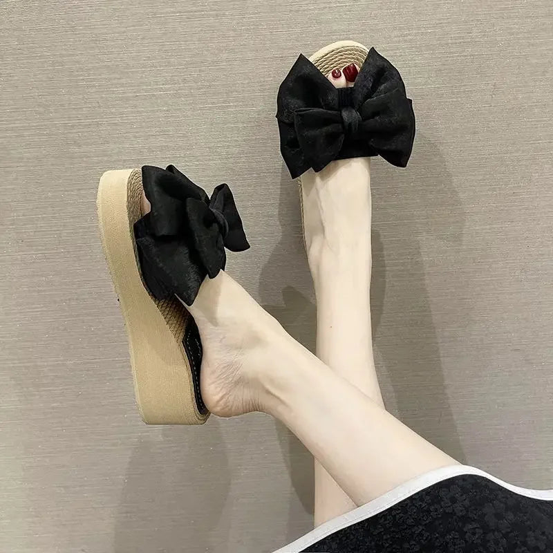 Platform Woman Slippers With Bow Sandals Easy Wears Shoes for Women Vip New Collection Designer Luxury Stylish Slides Wholesale