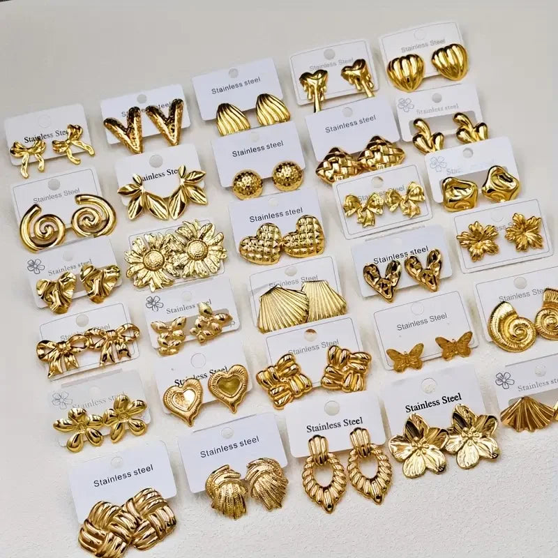 10Pairs/Lot Fashionable Women's Stainless Steel Earrings, Daily Jewelry Accessories Gifted To Friends, Randomly Shipped