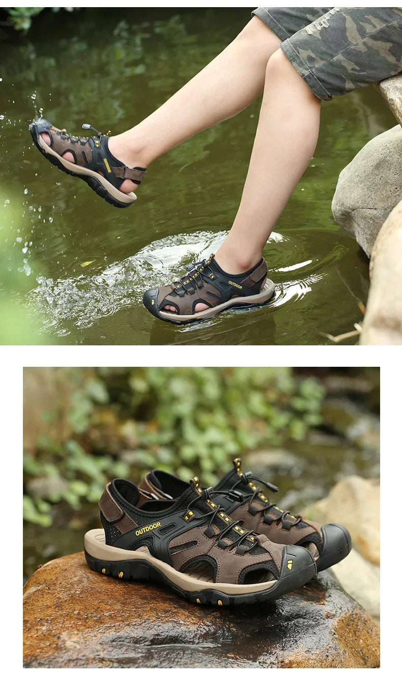 Men's Comfortable Beach Sandals Handmade Genuine Men's Shoes Fashion Men‘s Sneakers Sale Summer Men's Sandals Outdoor Non-slip