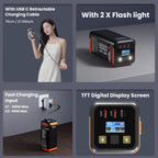 Power Bank 50000mAh 100W PD PPS Super Fast Charging Portable Spare Battery Type-C Retractable Cable Powerbank For Phone Laptop